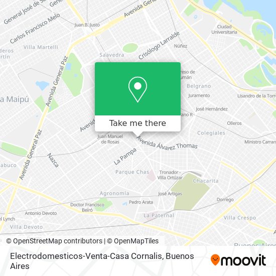 How to get Electrodomesticos-Venta-Casa Cornalis in Distrito Federal by Colectivo, or Train?