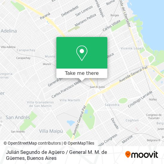 Julián Segundo de Agüero / General M. M. de Güemes map