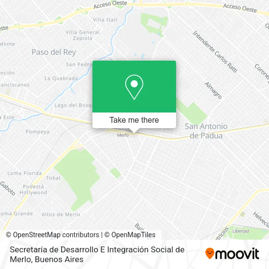 Mapa de Secretaría de Desarrollo E Integración Social de Merlo