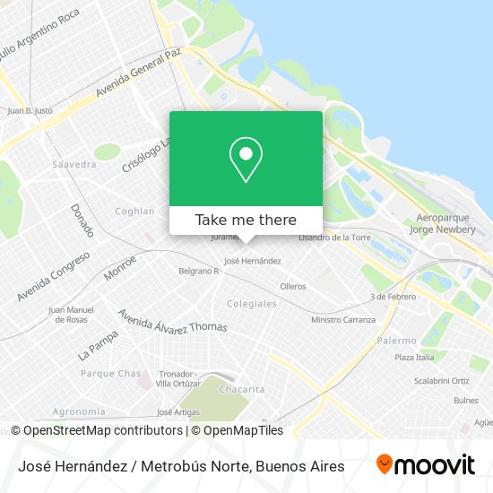 José Hernández / Metrobús Norte map