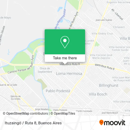 Mapa de Ituzaingó / Ruta 8