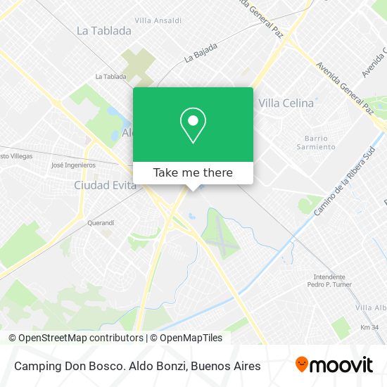 Mapa de Camping Don Bosco. Aldo Bonzi