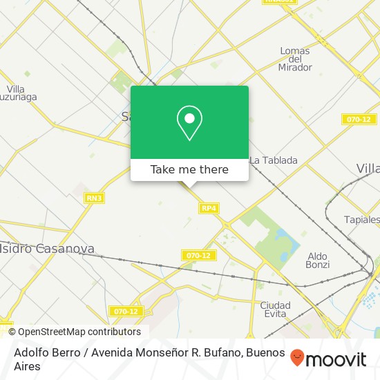 Mapa de Adolfo Berro / Avenida Monseñor R. Bufano
