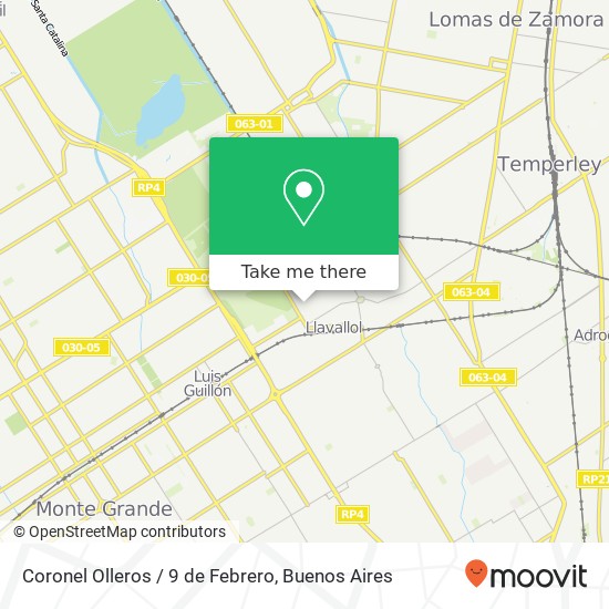 Coronel Olleros / 9 de Febrero map