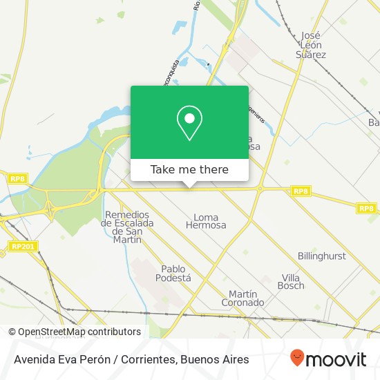 Avenida Eva Perón / Corrientes map
