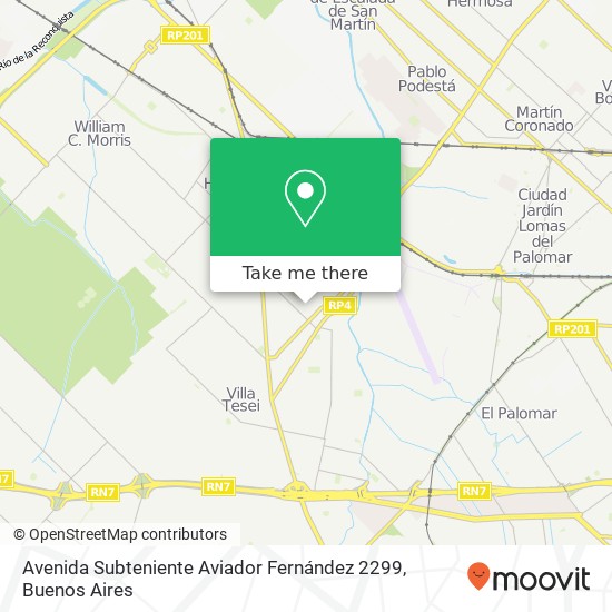 Mapa de Avenida Subteniente Aviador Fernández 2299
