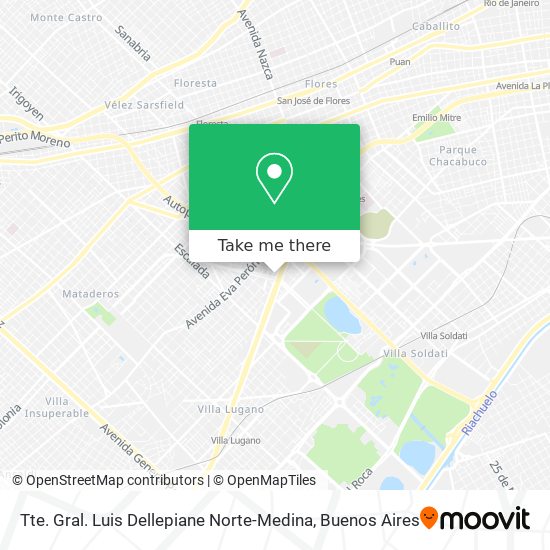 Mapa de Tte. Gral. Luis Dellepiane Norte-Medina