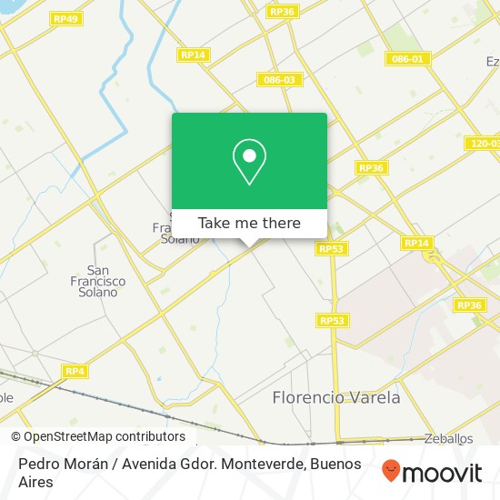 Mapa de Pedro Morán / Avenida Gdor. Monteverde