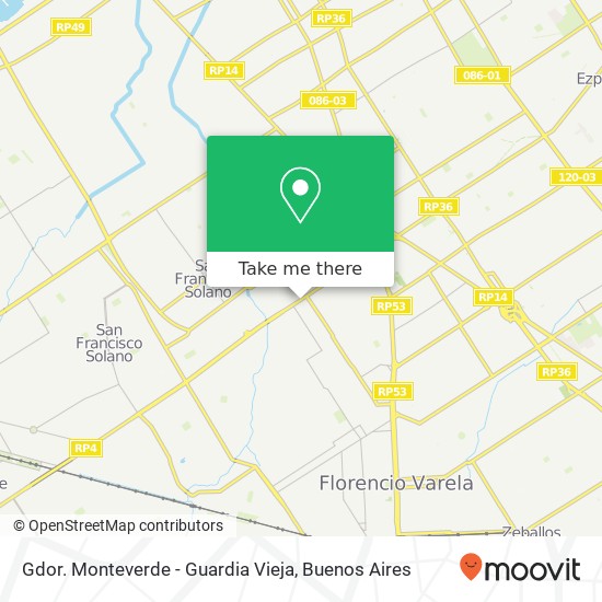 Gdor. Monteverde - Guardia Vieja map