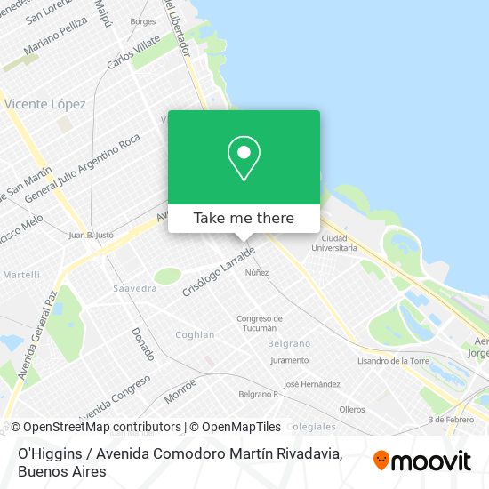 Mapa de O'Higgins / Avenida Comodoro Martín Rivadavia