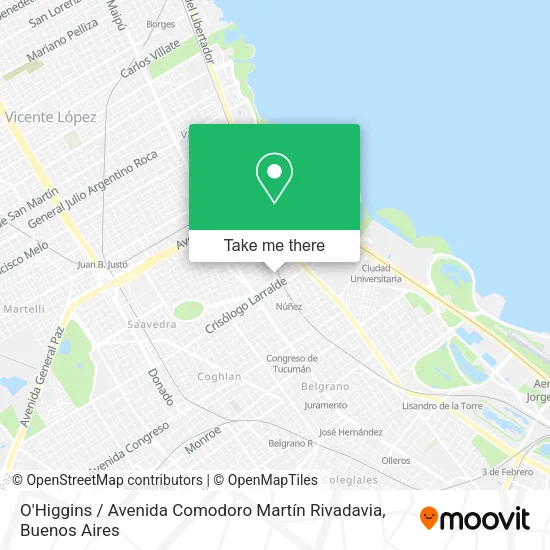 Mapa de O'Higgins / Avenida Comodoro Martín Rivadavia