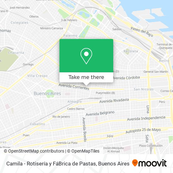 Camila - Rotisería y FáBrica de Pastas map