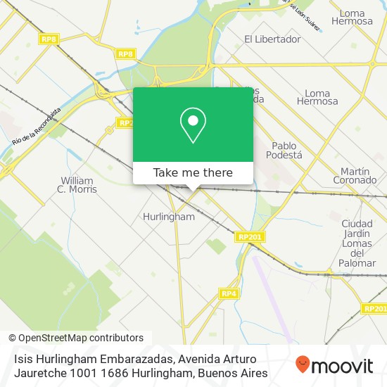 Mapa de Isis Hurlingham Embarazadas, Avenida Arturo Jauretche 1001 1686 Hurlingham