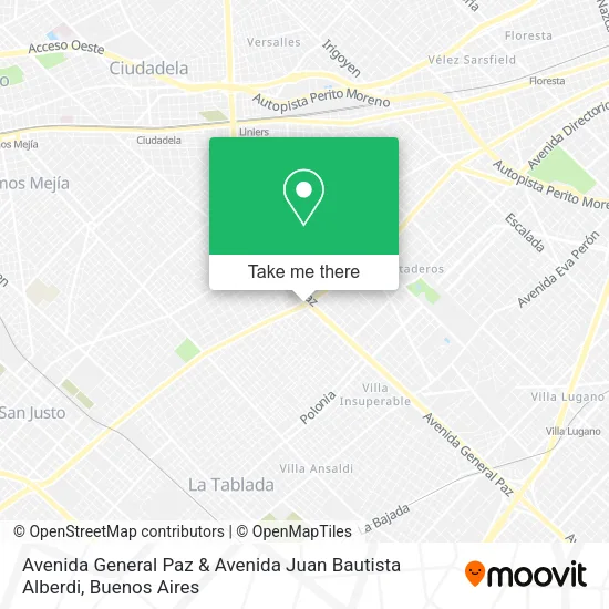 Mapa de Avenida General Paz & Avenida Juan Bautista Alberdi