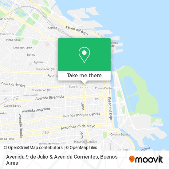 Avenida 9 de Julio & Avenida Corrientes map