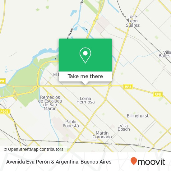 Avenida Eva Perón & Argentina map