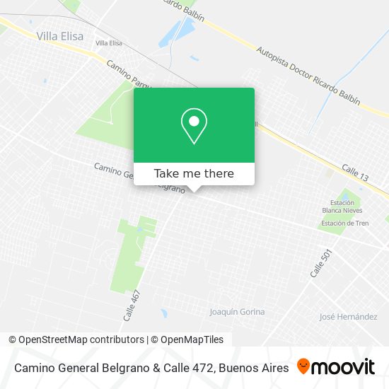 Camino General Belgrano & Calle 472 map