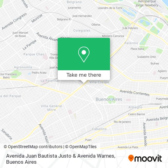 Avenida Juan Bautista Justo & Avenida Warnes map