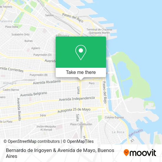 Mapa de Bernardo de Irigoyen & Avenida de Mayo