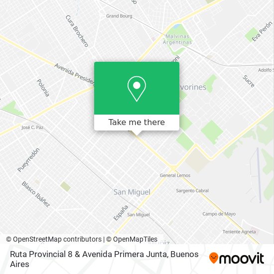 Mapa de Ruta Provincial 8 & Avenida Primera Junta