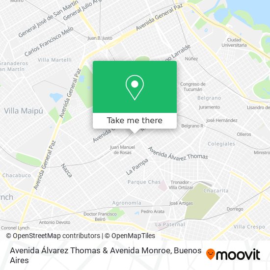 Avenida Álvarez Thomas & Avenida Monroe map