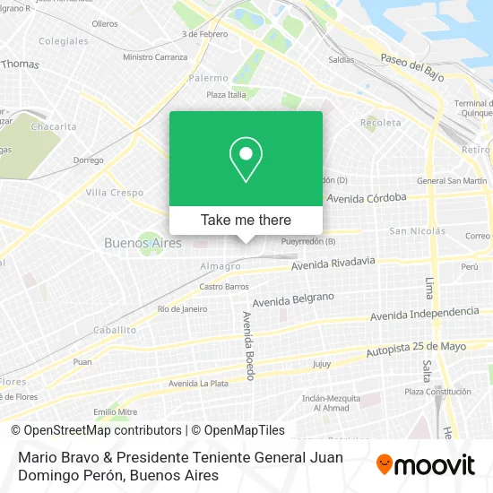Mapa de Mario Bravo & Presidente Teniente General Juan Domingo Perón