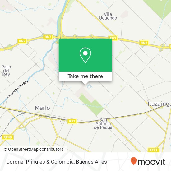 Mapa de Coronel Pringles & Colombia