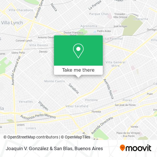 Mapa de Joaquín V. González & San Blas