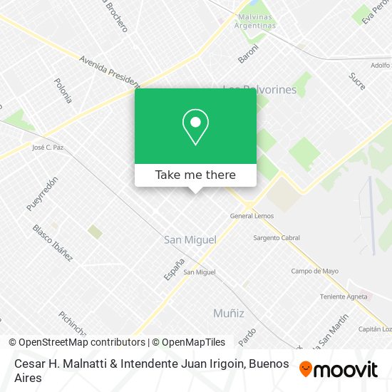 Mapa de Cesar H. Malnatti & Intendente Juan Irigoin