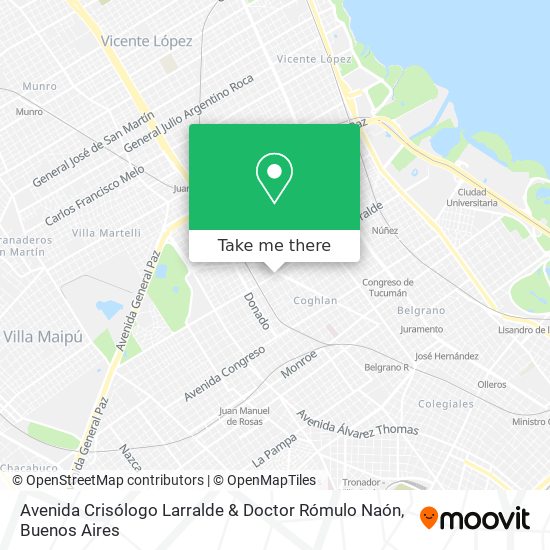 Mapa de Avenida Crisólogo Larralde & Doctor Rómulo Naón