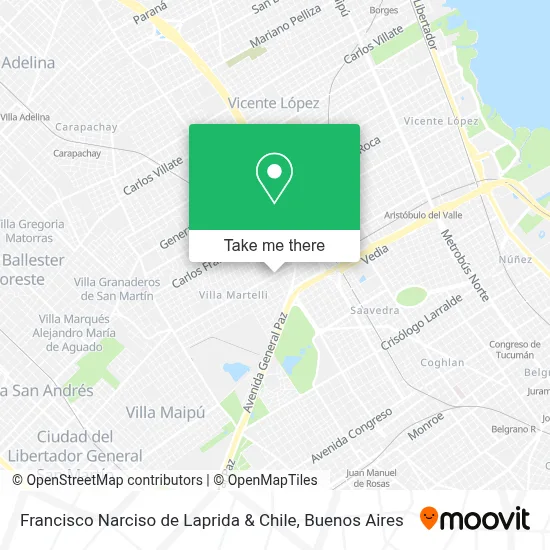 Francisco Narciso de Laprida & Chile map