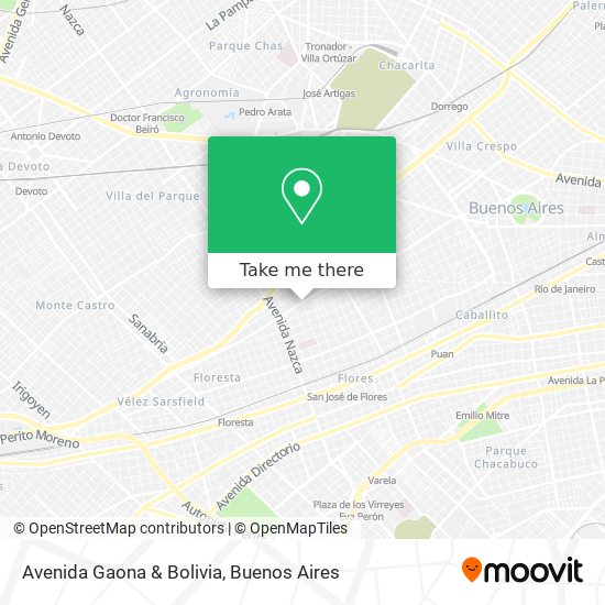 Avenida Gaona & Bolivia map