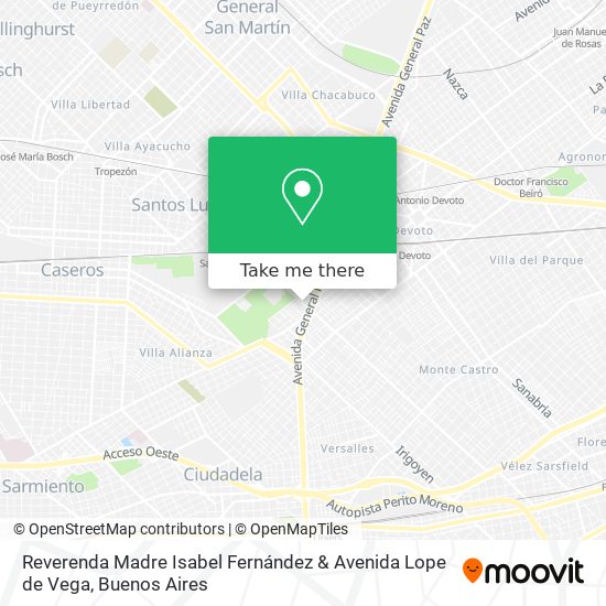 Mapa de Reverenda Madre Isabel Fernández & Avenida Lope de Vega