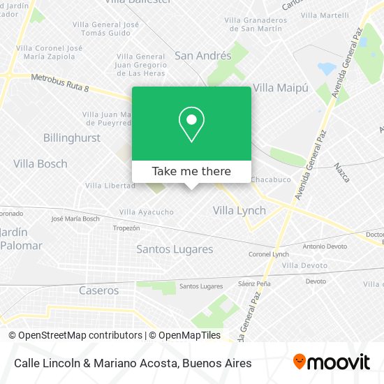 Mapa de Calle Lincoln & Mariano Acosta
