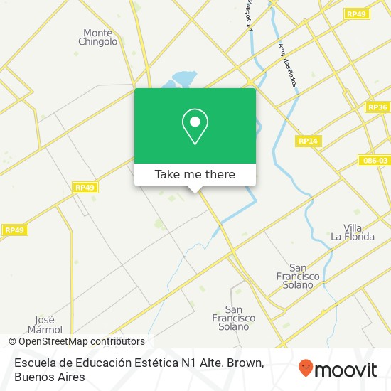 Mapa de Escuela de Educación Estética N1 Alte. Brown