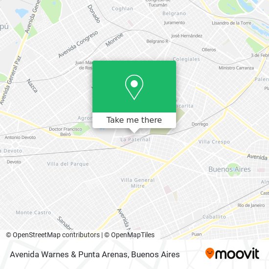 Avenida Warnes & Punta Arenas map