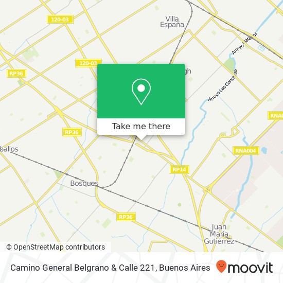 Camino General Belgrano & Calle 221 map