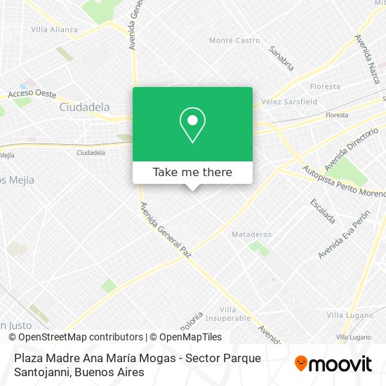 Mapa de Plaza Madre Ana María Mogas - Sector Parque Santojanni