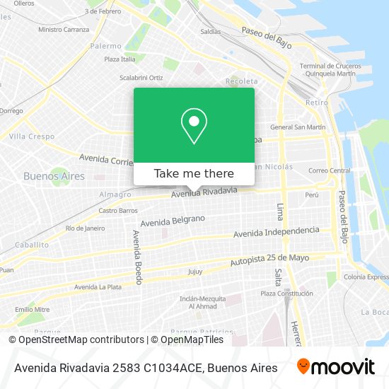 Mapa de Avenida Rivadavia 2583 C1034ACE