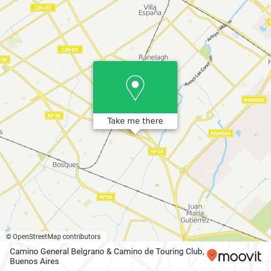 Camino General Belgrano & Camino de Touring Club map