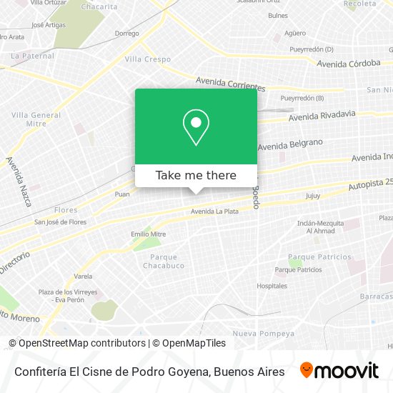 Mapa de Confitería El Cisne de Podro Goyena