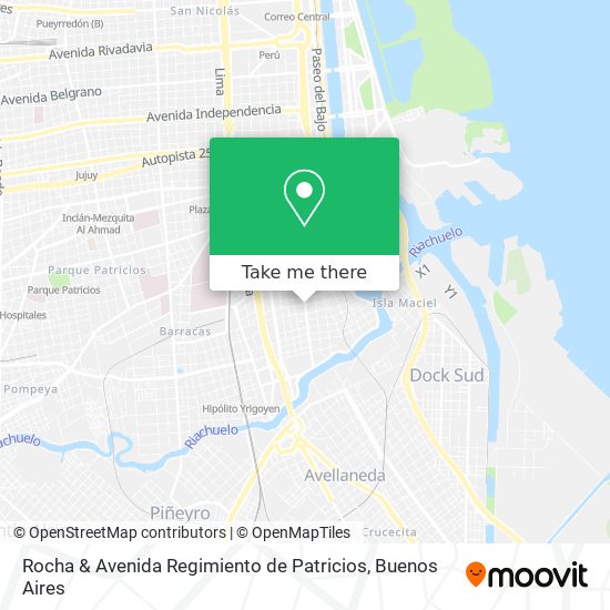 Mapa de Rocha & Avenida Regimiento de Patricios