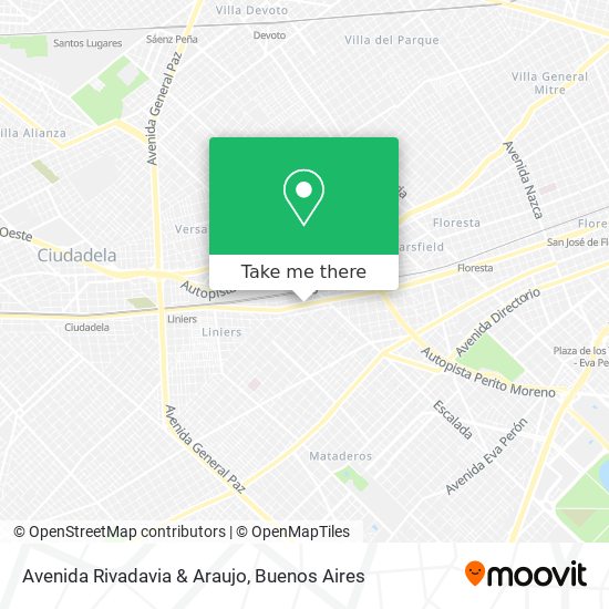 Mapa de Avenida Rivadavia & Araujo