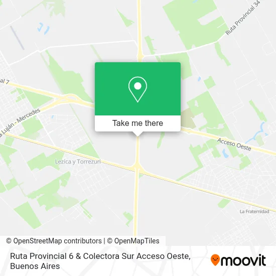 Ruta Provincial 6 & Colectora Sur Acceso Oeste map