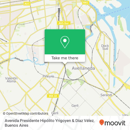 Avenida Presidente Hipólito Yrigoyen & Díaz Vélez map