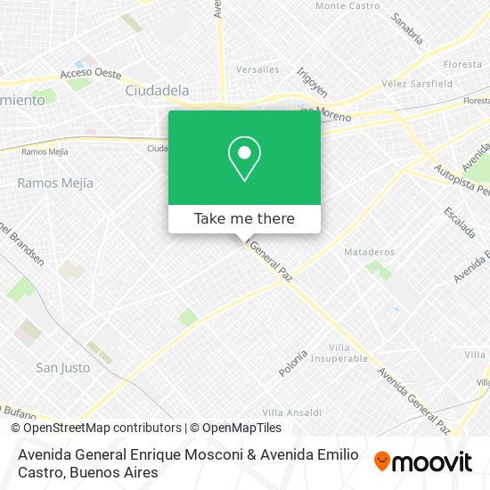 Avenida General Enrique Mosconi & Avenida Emilio Castro map
