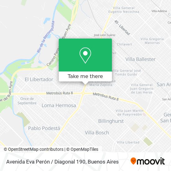 Avenida Eva Perón / Diagonal 190 map