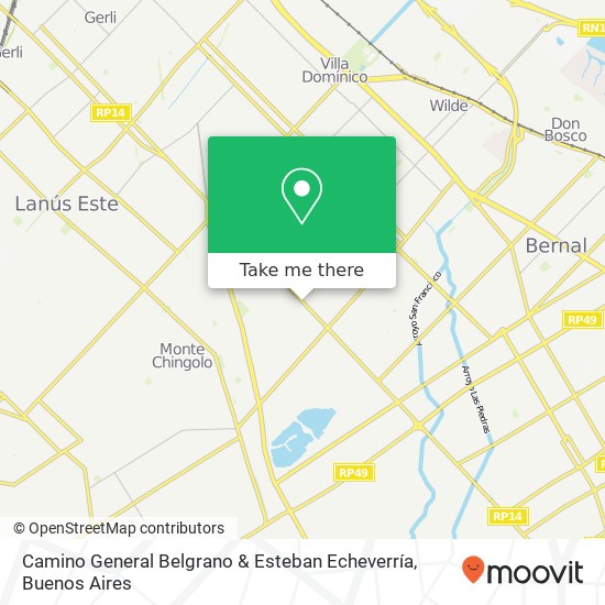 Camino General Belgrano & Esteban Echeverría map