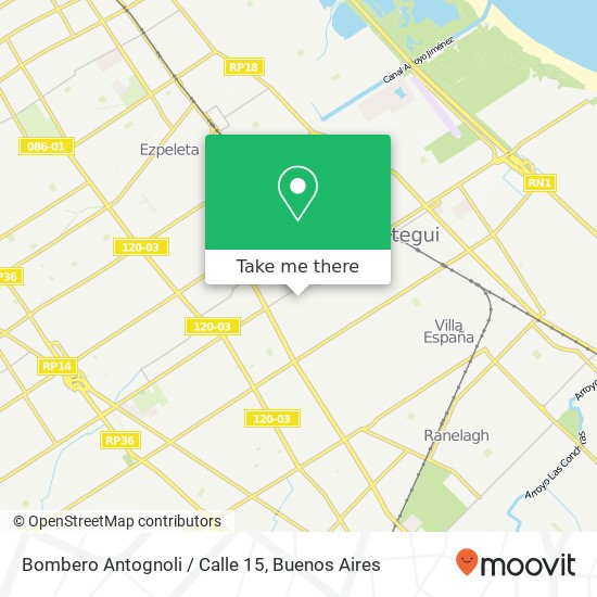 Mapa de Bombero Antognoli / Calle 15