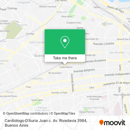 Mapa de Cardiologo-D’Auria Juan c. Av. Rivadavia 3984